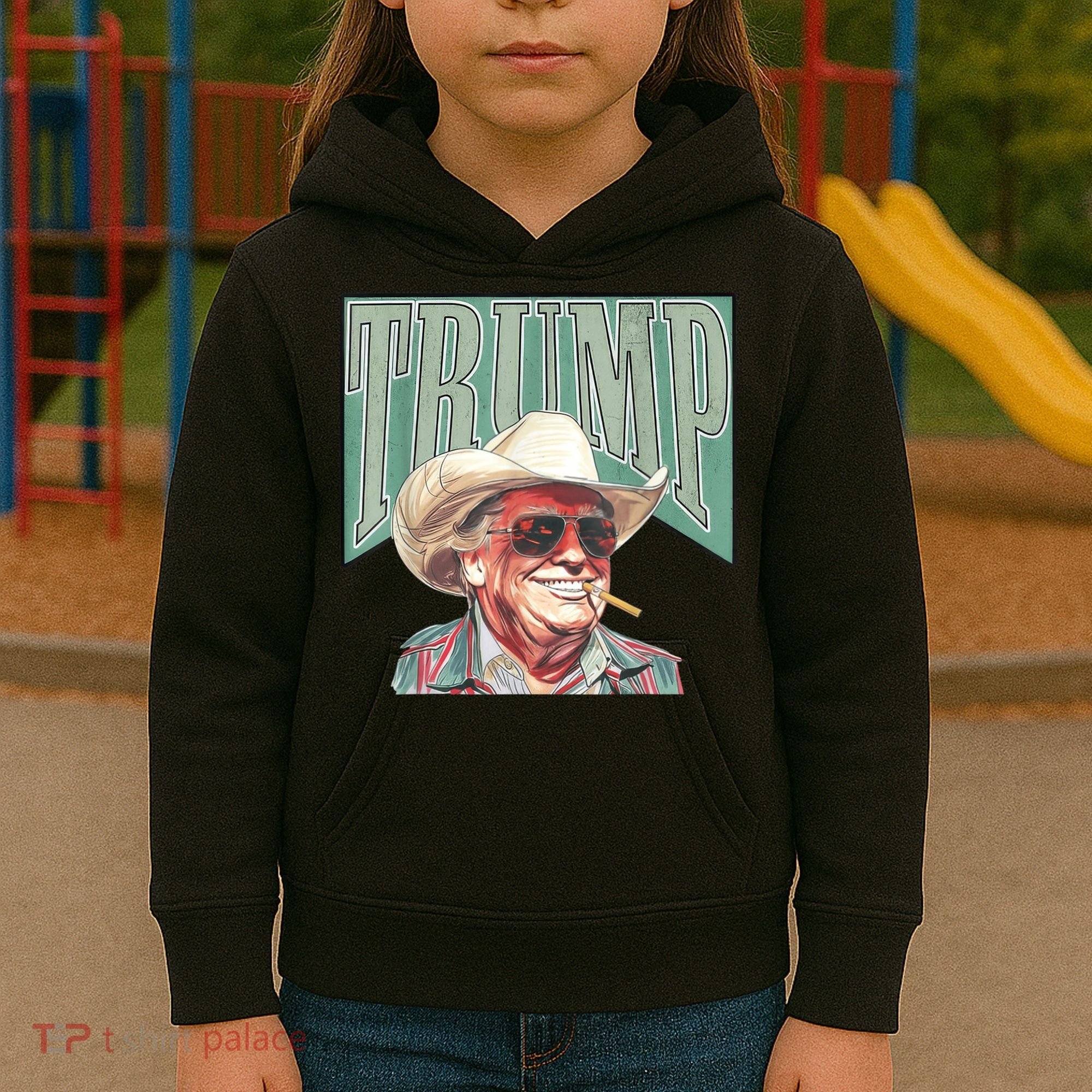 Trump Cowboy Western Make America Great Kids Hoodie