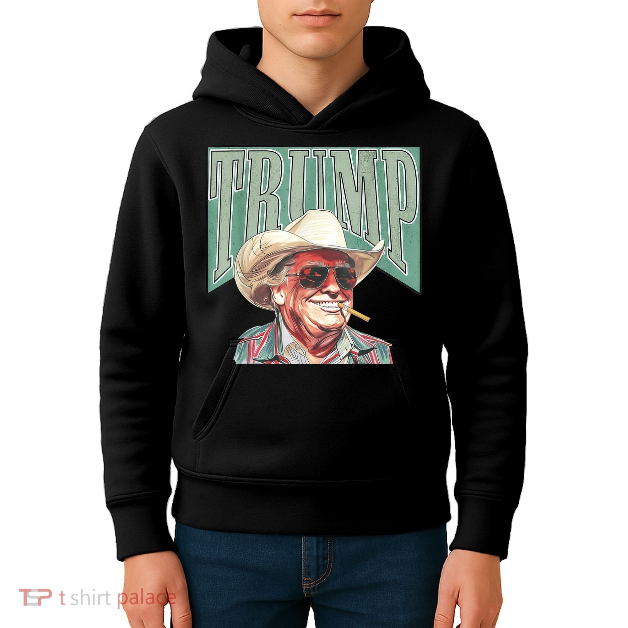 Trump Cowboy Western Make America Great Kids Hoodie