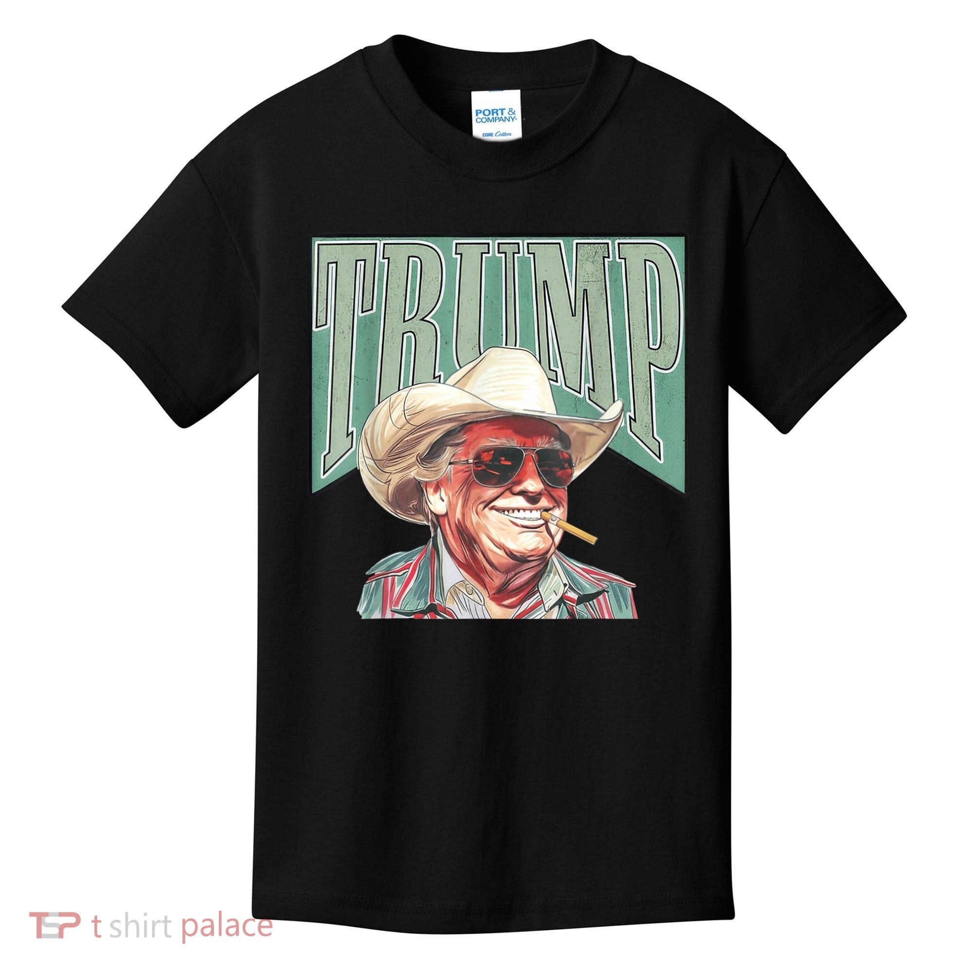 Trump Cowboy Western Make America Great Kids T-Shirt