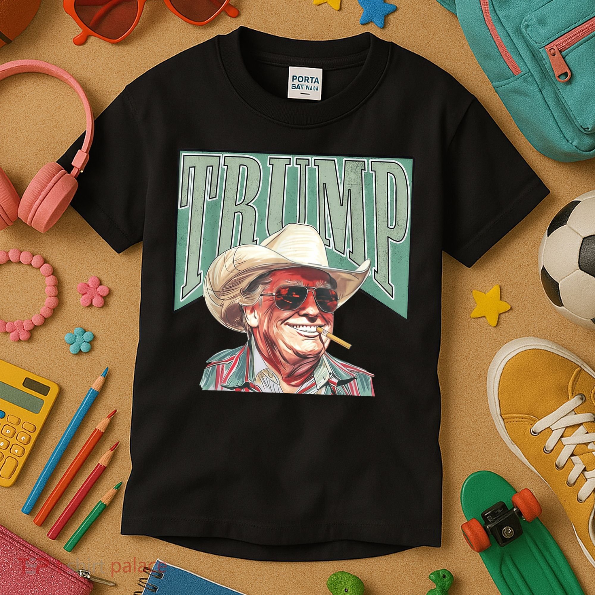 Trump Cowboy Western Make America Great Kids T-Shirt