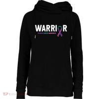 Thyroid Cancer Warrior Thyroid Cancer Awareness Gift Womens Funnel Neck Pullover Hood thumb 0