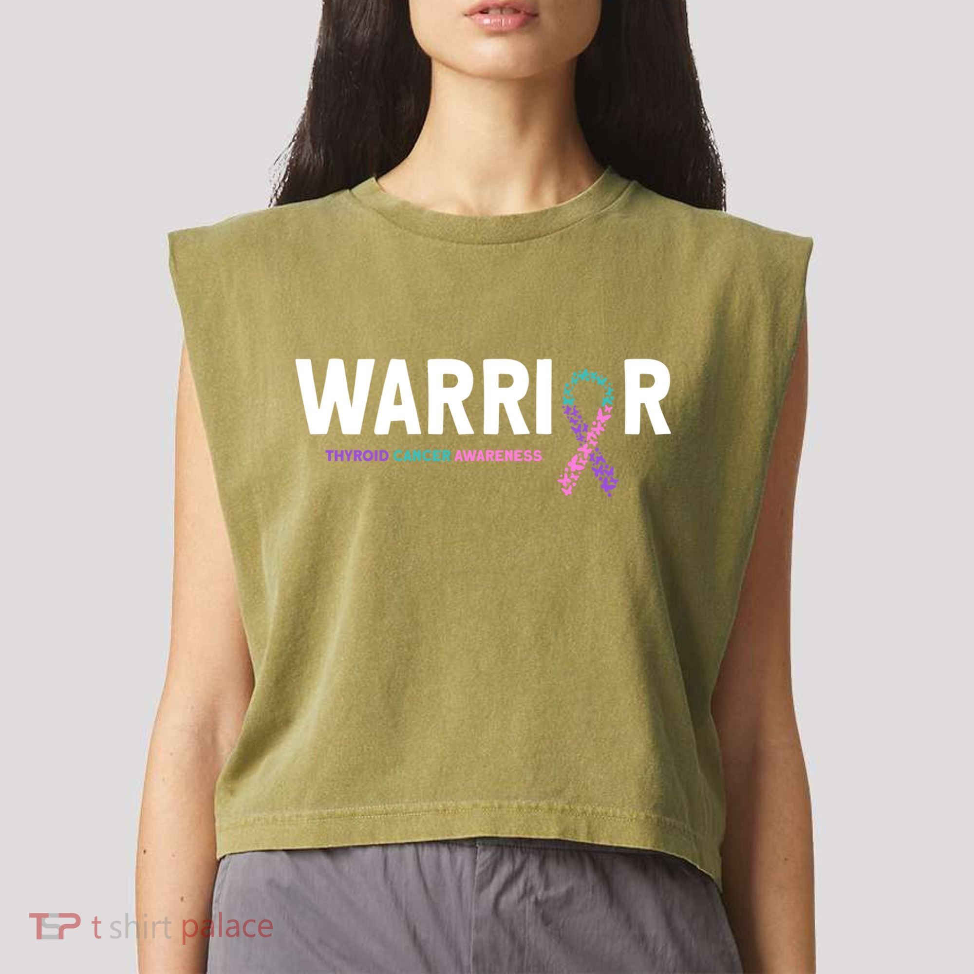 Thyroid Cancer Warrior Thyroid Cancer Awareness Gift Garment-Dyed Women's Muscle Tee