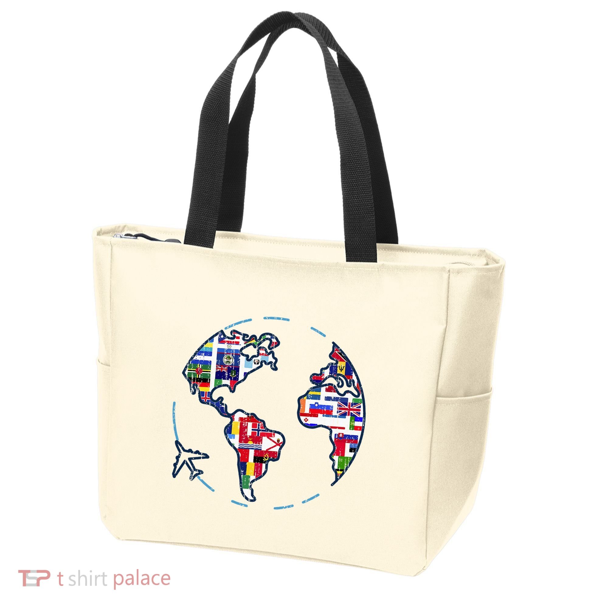 Traveler Countries World Flags International World Map Tote Bag