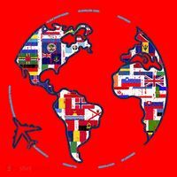 Traveler Countries World Flags International World Map Santa Hat thumb 1