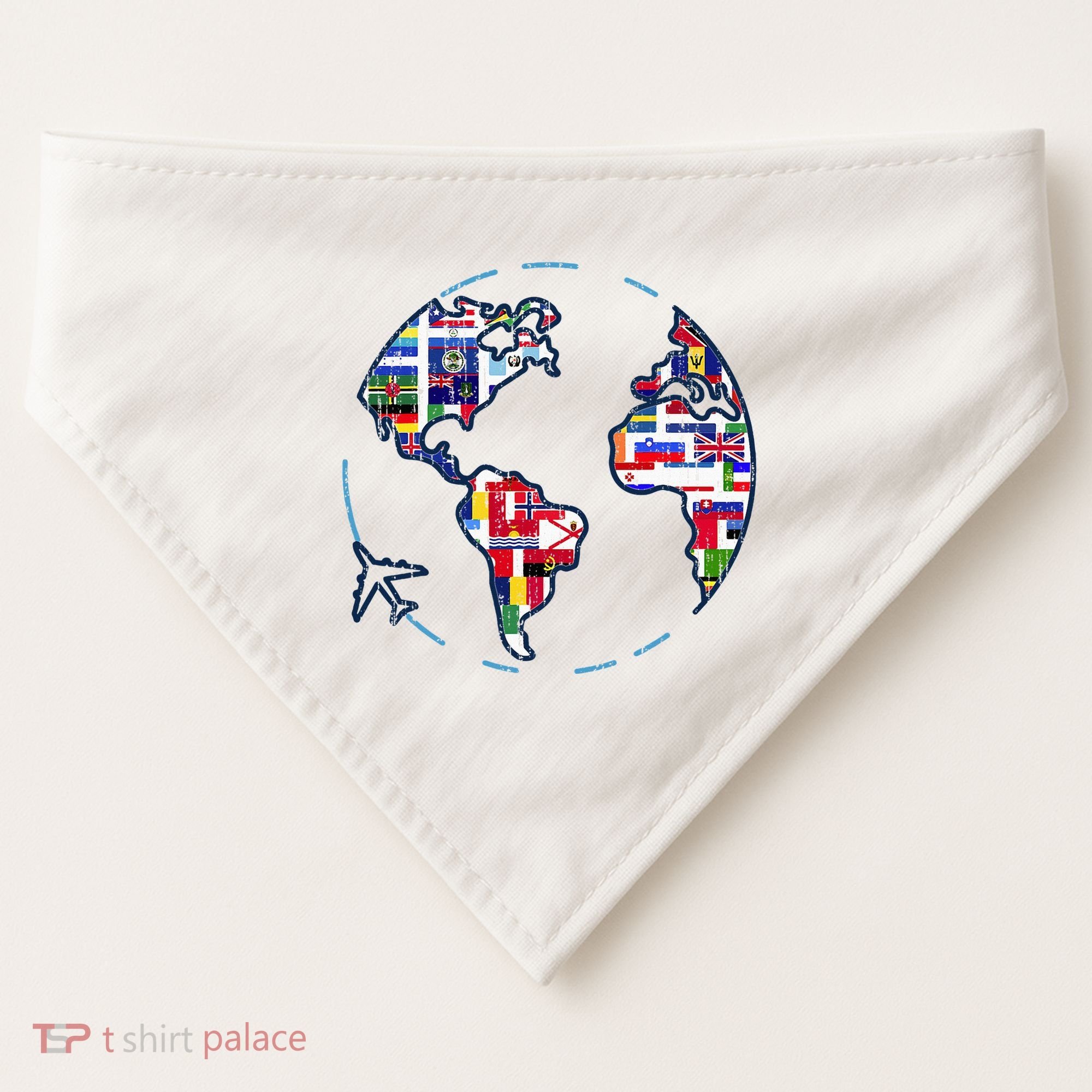 Traveler Countries World Flags International World Map USA-Made Doggie Bandana