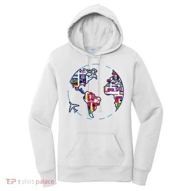 Traveler Countries World Flags International World Map Women's Hoodie