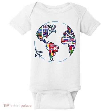 Traveler Countries World Flags International World Map Baby Bodysuit