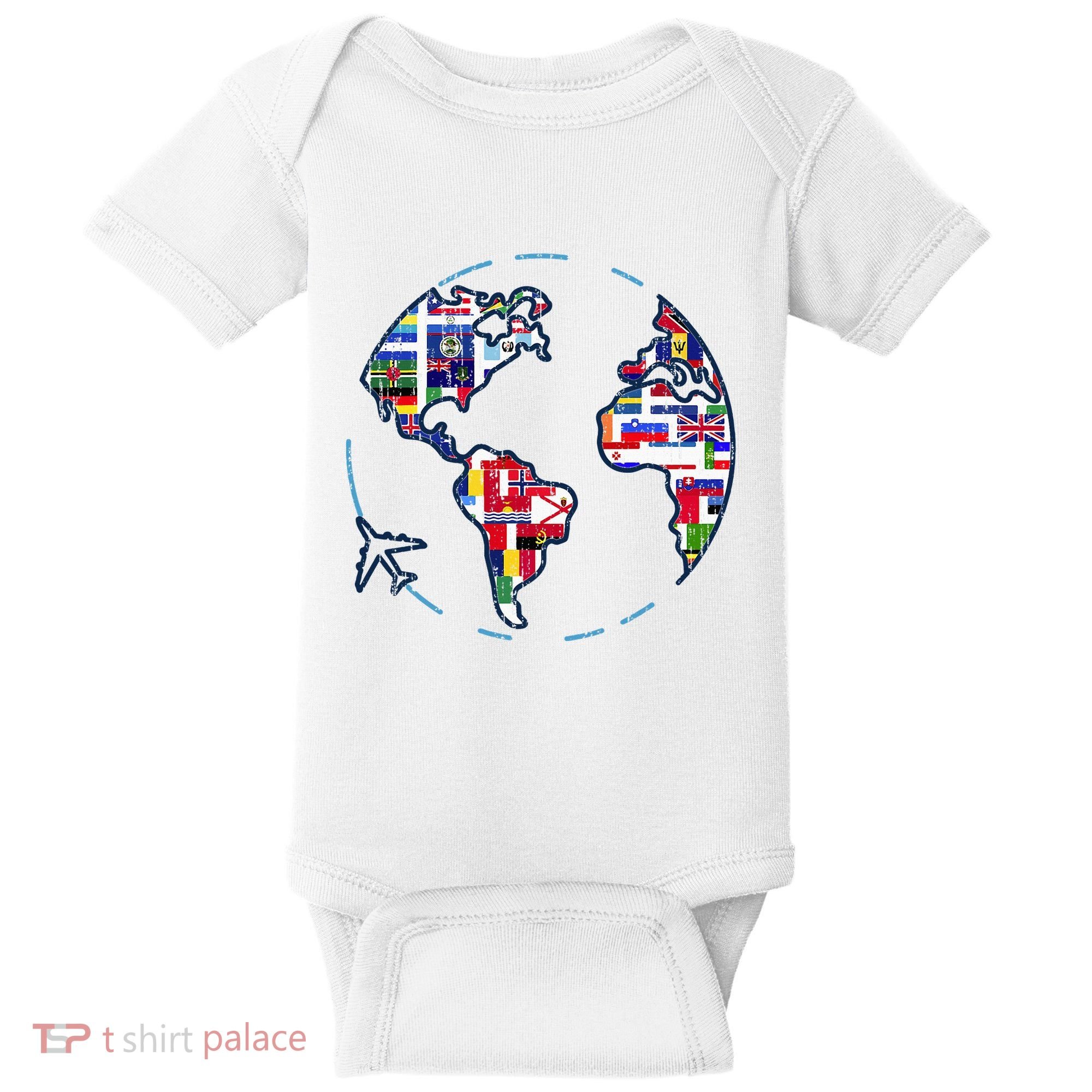 Traveler Countries World Flags International World Map Baby Bodysuit