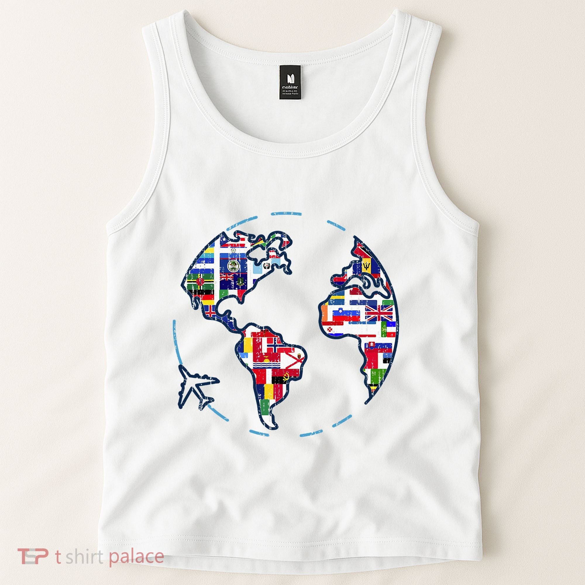 Traveler Countries World Flags International World Map Tank Top