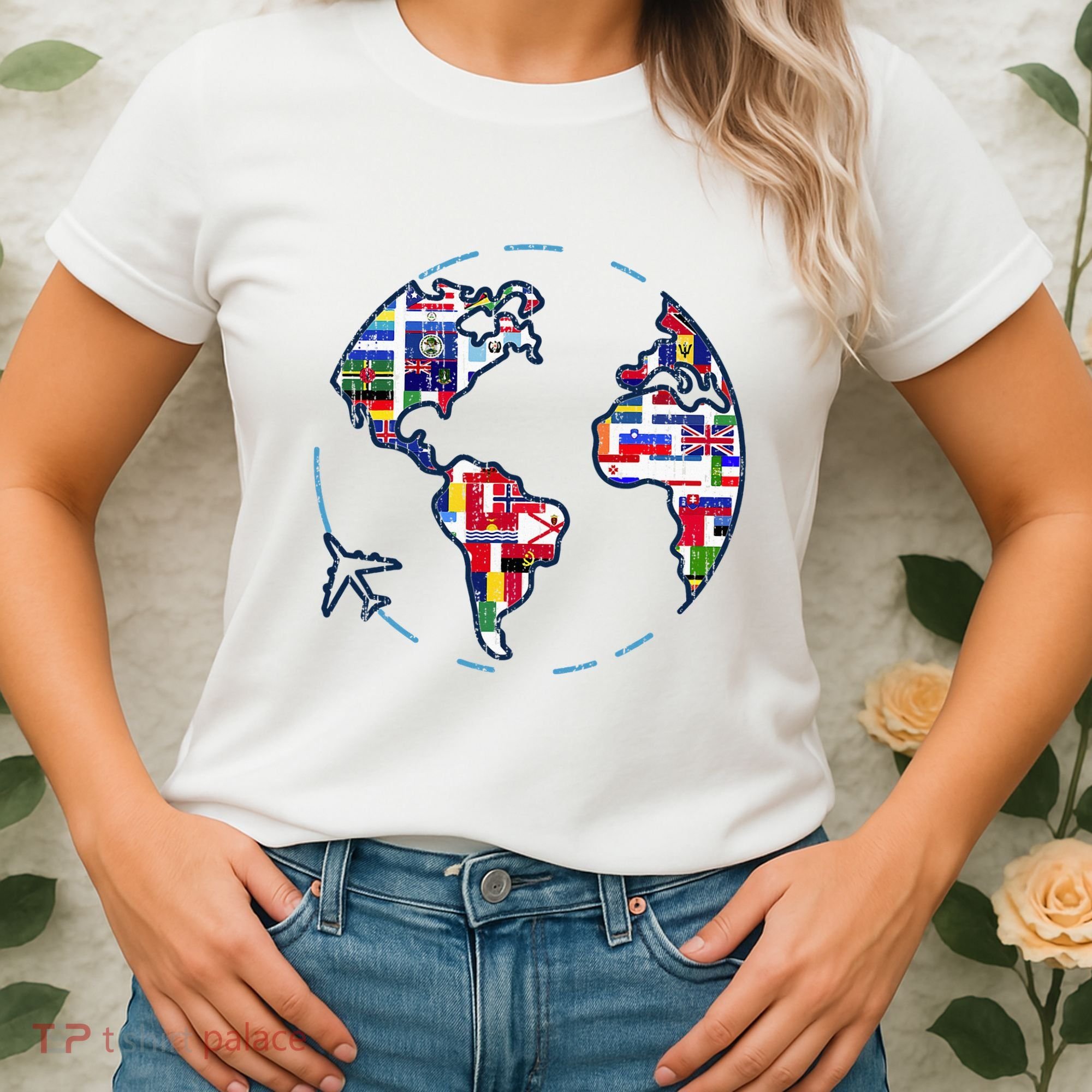 Traveler Countries World Flags International World Map Women's T-Shirt
