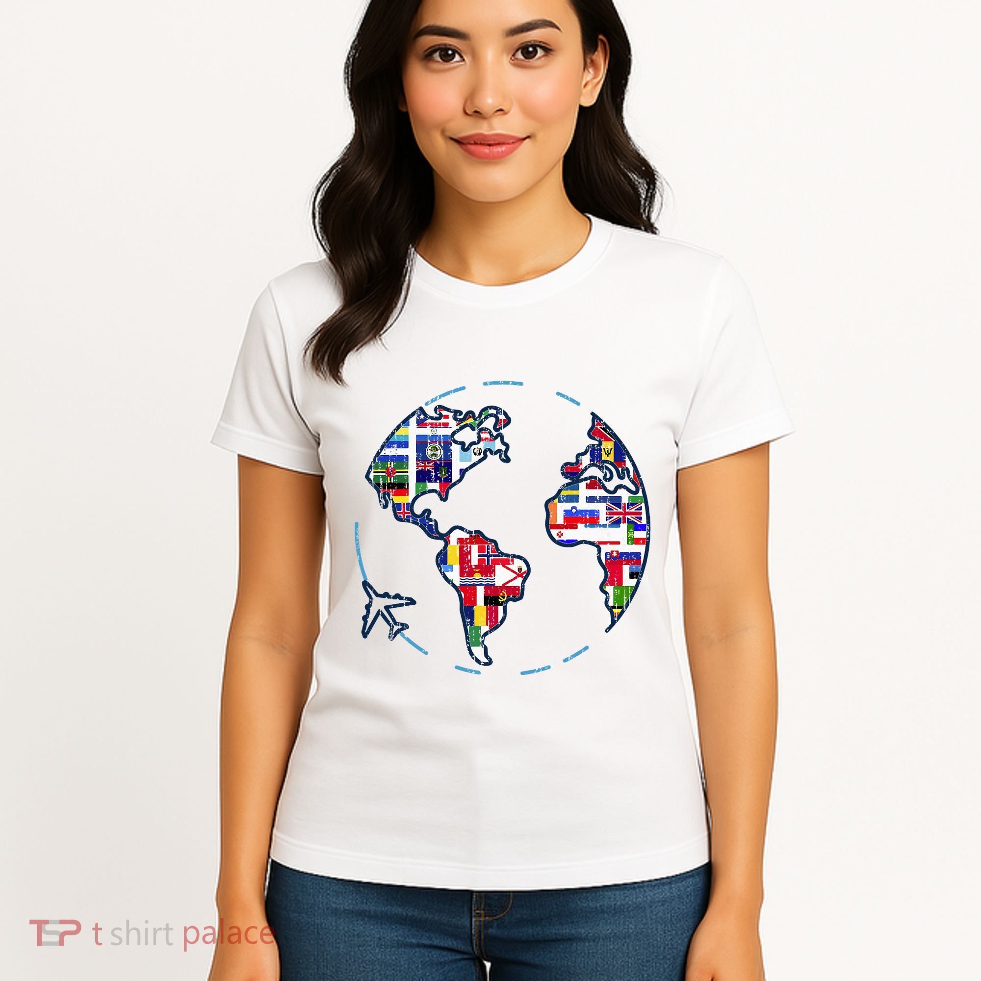Traveler Countries World Flags International World Map Women's T-Shirt