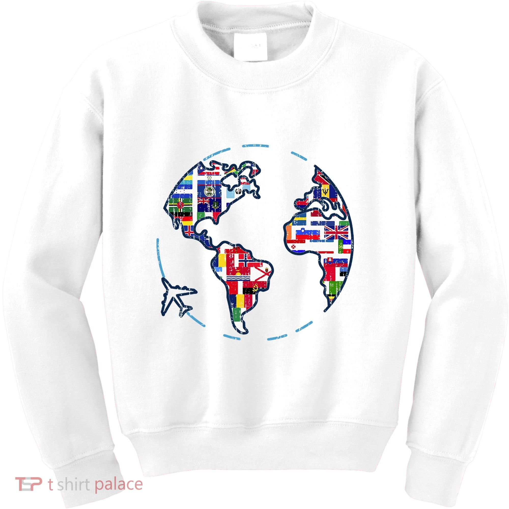 Traveler Countries World Flags International World Map Kids Sweatshirt