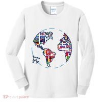 Traveler Countries World Flags International World Map Kids Long Sleeve Shirt thumb 0