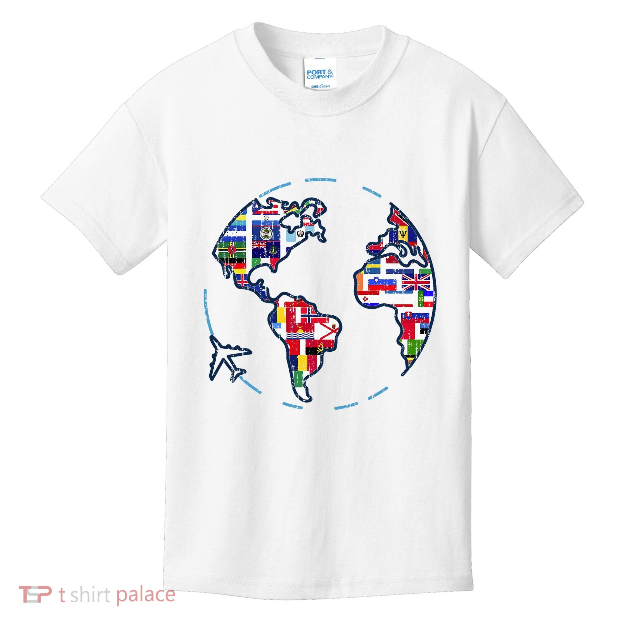 Traveler Countries World Flags International World Map Kids T-Shirt