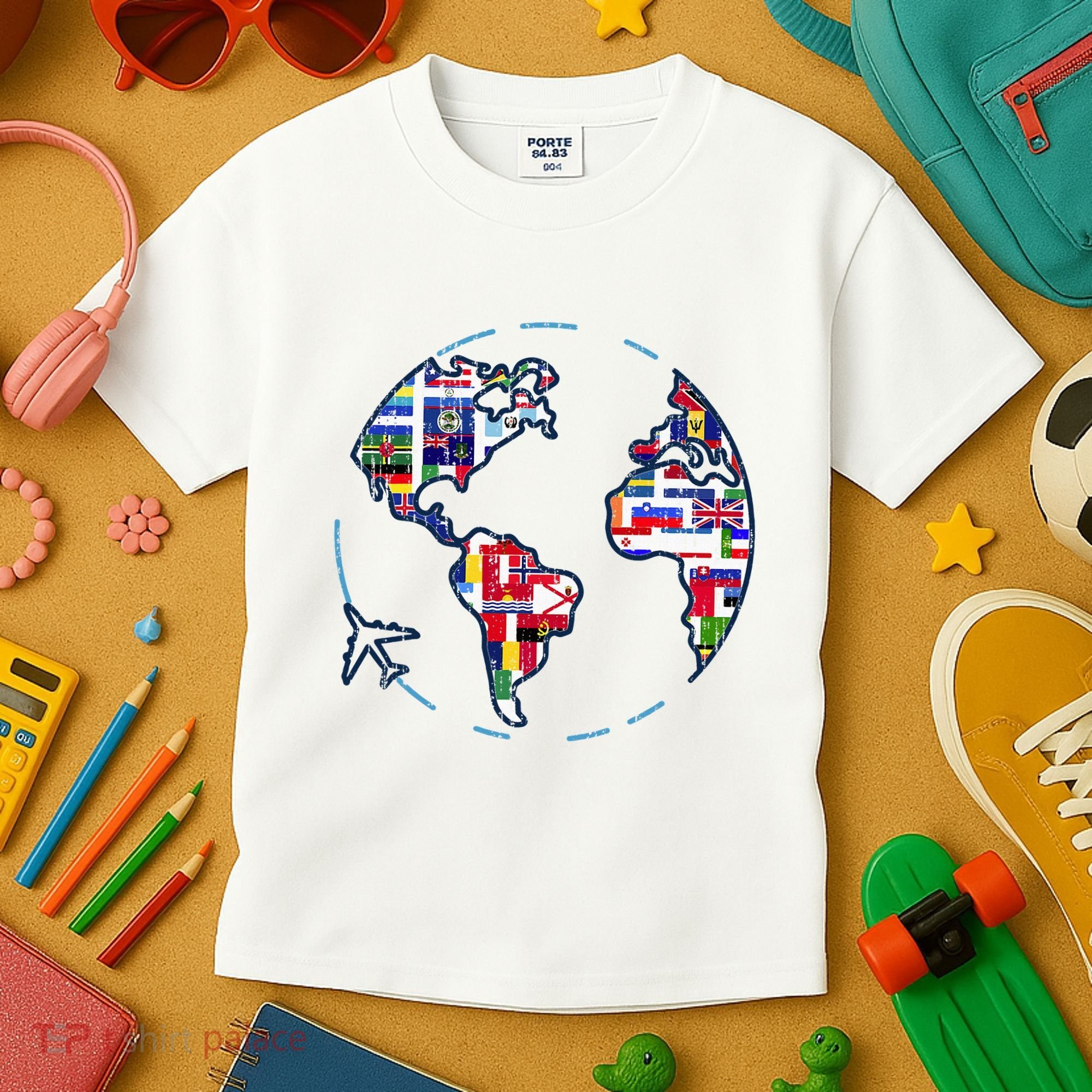 Traveler Countries World Flags International World Map Kids T-Shirt