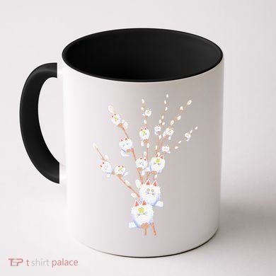 Tree Cat Willow Buds Flowers Tree Coffee Mug