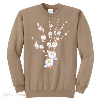 Tree Cat Willow Buds Flowers Tree Sweatshirt