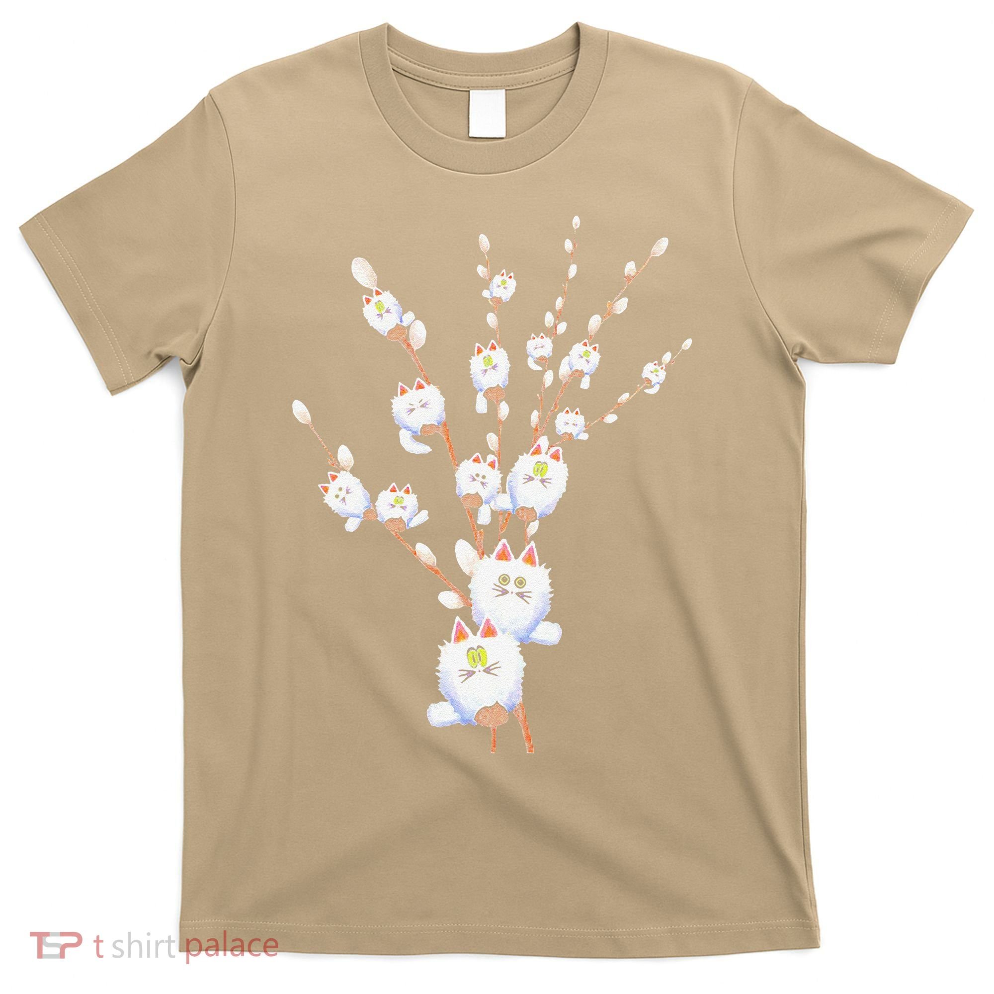 Tree Cat Willow Buds Flowers Tree T-Shirt
