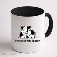 The Cow Whisperer Cute Black And White Resting Cow Coffee Mug thumb 1