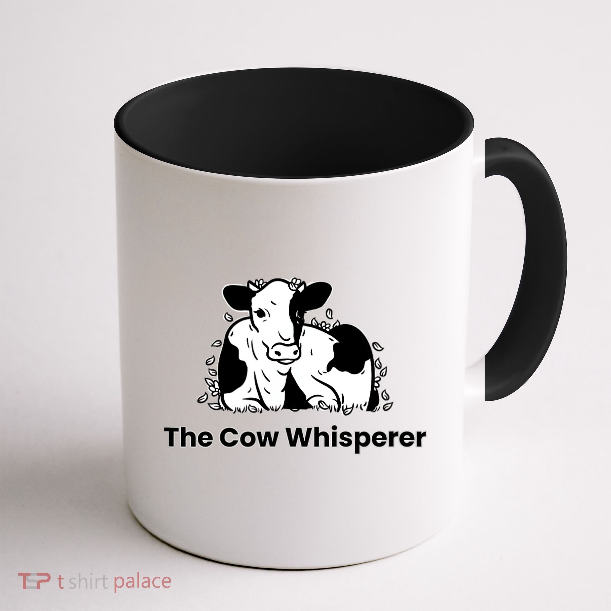 The Cow Whisperer Cute Black And White Resting Cow Coffee Mug