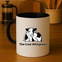 The Cow Whisperer Cute Black And White Resting Cow Coffee Mug thumb 4
