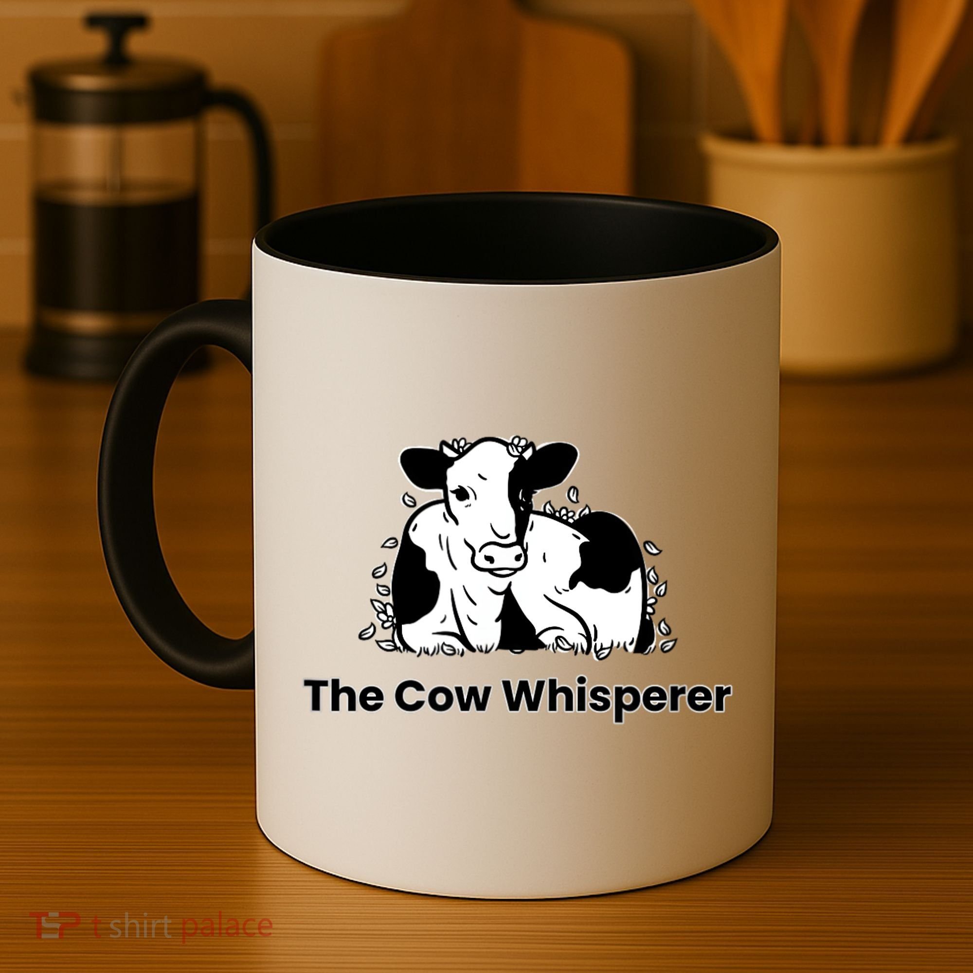 The Cow Whisperer Cute Black And White Resting Cow Coffee Mug