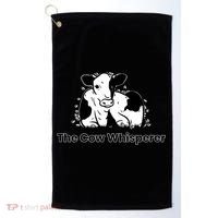 The Cow Whisperer Cute Black And White Resting Cow Golf Towel thumb 0