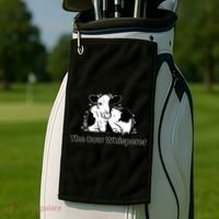 The Cow Whisperer Cute Black And White Resting Cow Golf Towel thumb 2
