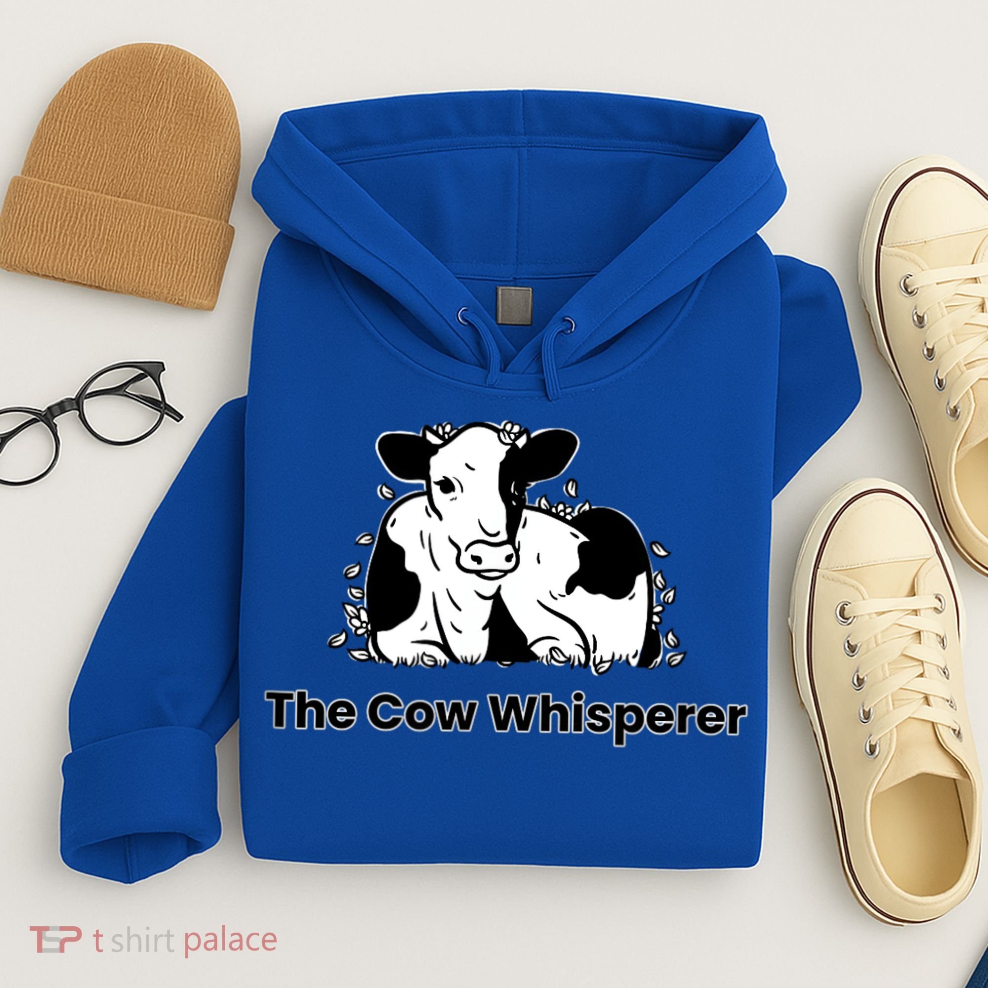 The Cow Whisperer Cute Black And White Resting Cow Hoodie