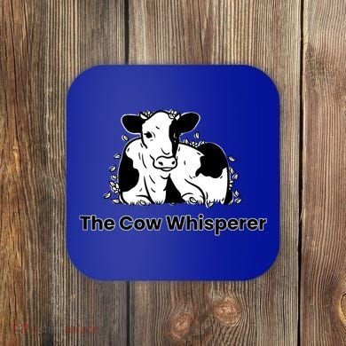 The Cow Whisperer Cute Black And White Resting Cow Coaster