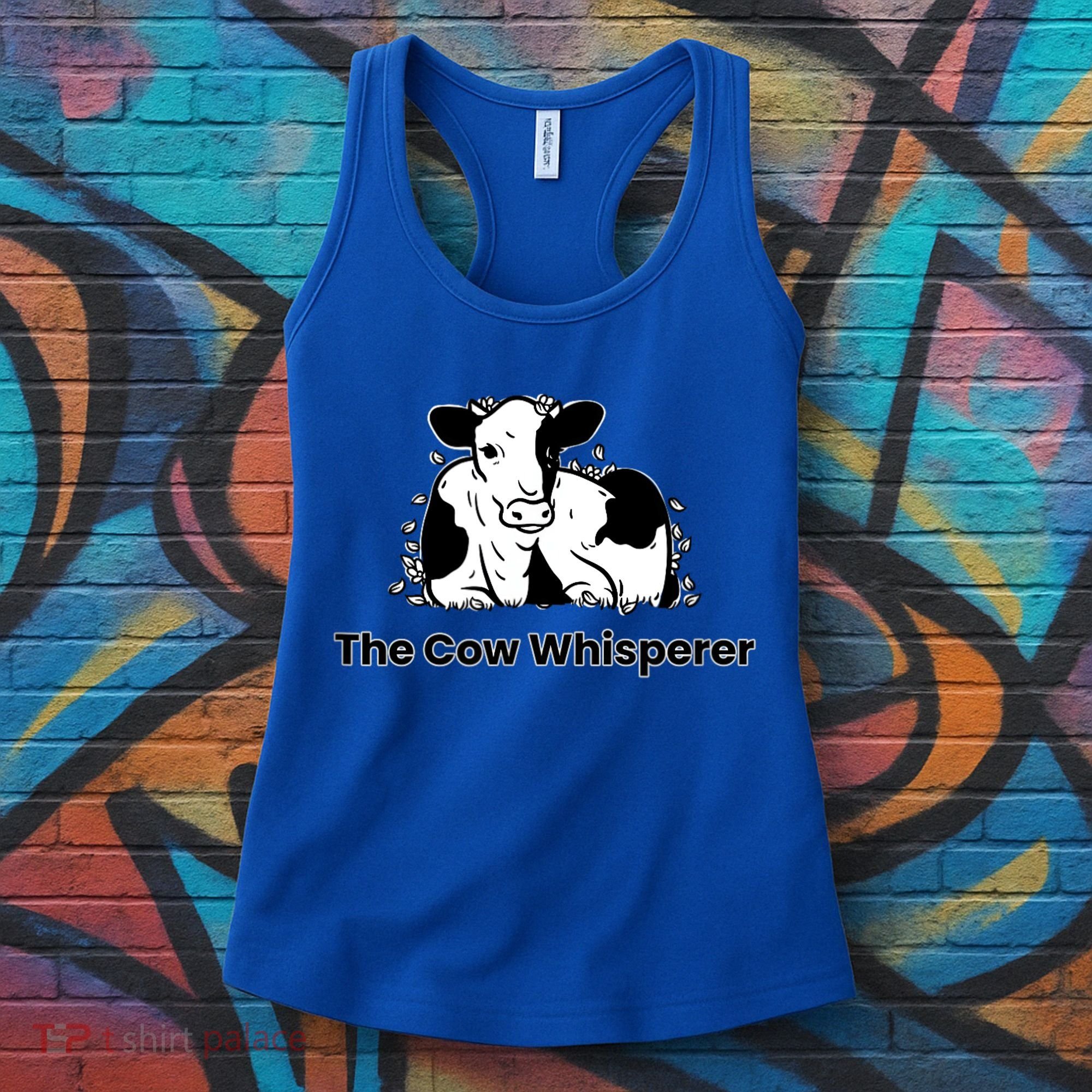 The Cow Whisperer Cute Black And White Resting Cow Women's Tank Top