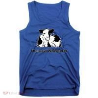 The Cow Whisperer Cute Black And White Resting Cow Tank Top thumb 0