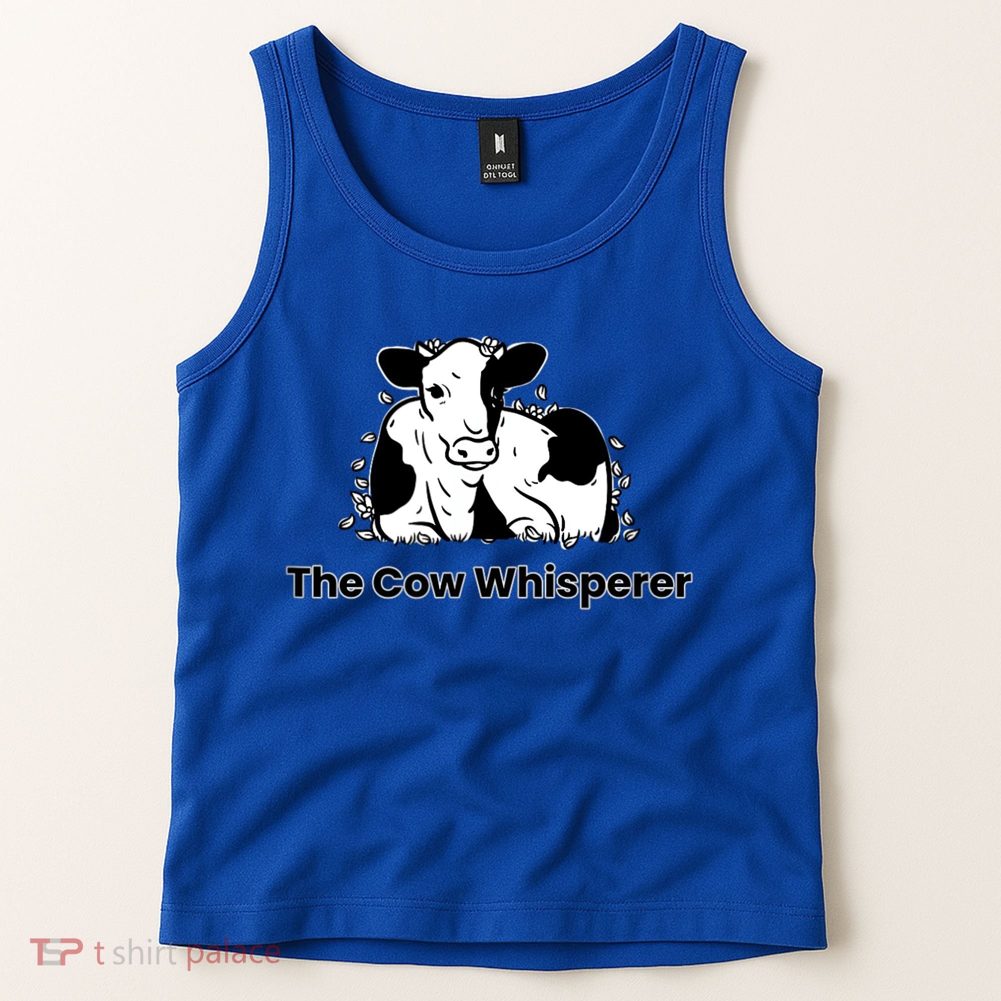 The Cow Whisperer Cute Black And White Resting Cow Tank Top