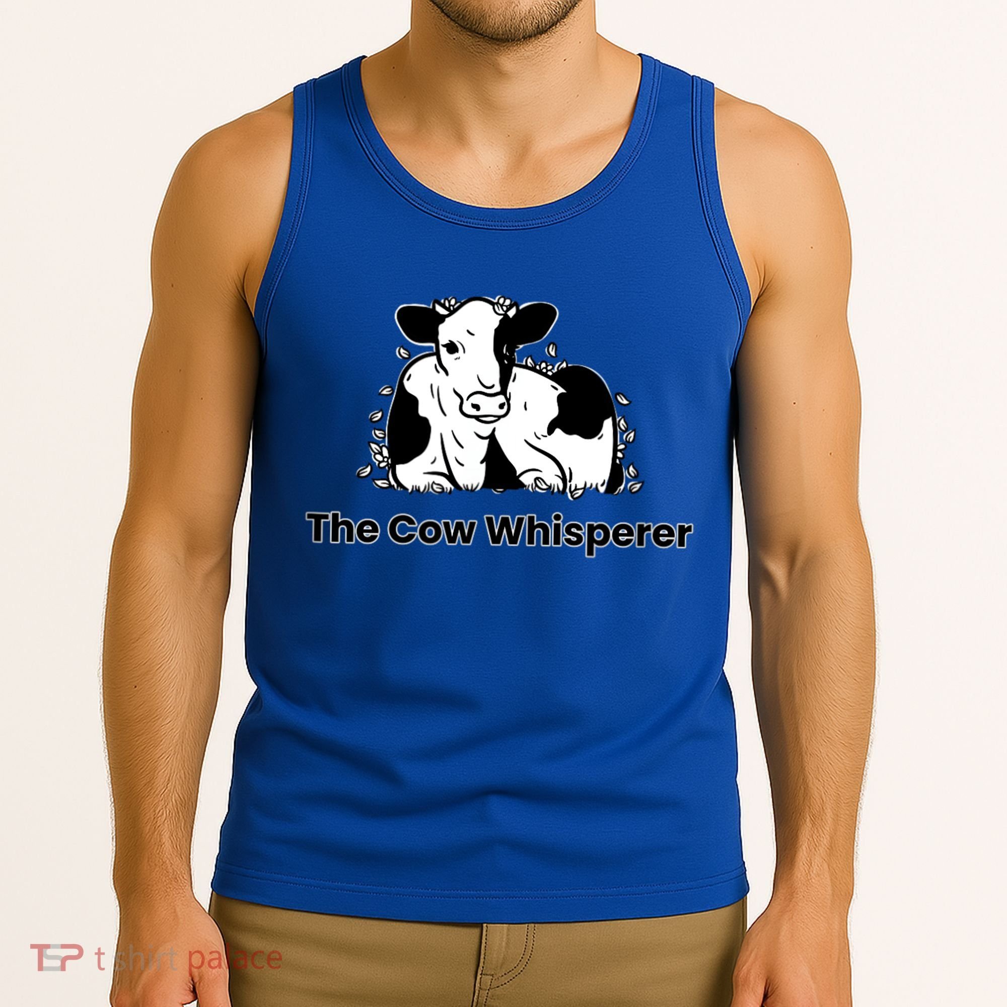 The Cow Whisperer Cute Black And White Resting Cow Tank Top