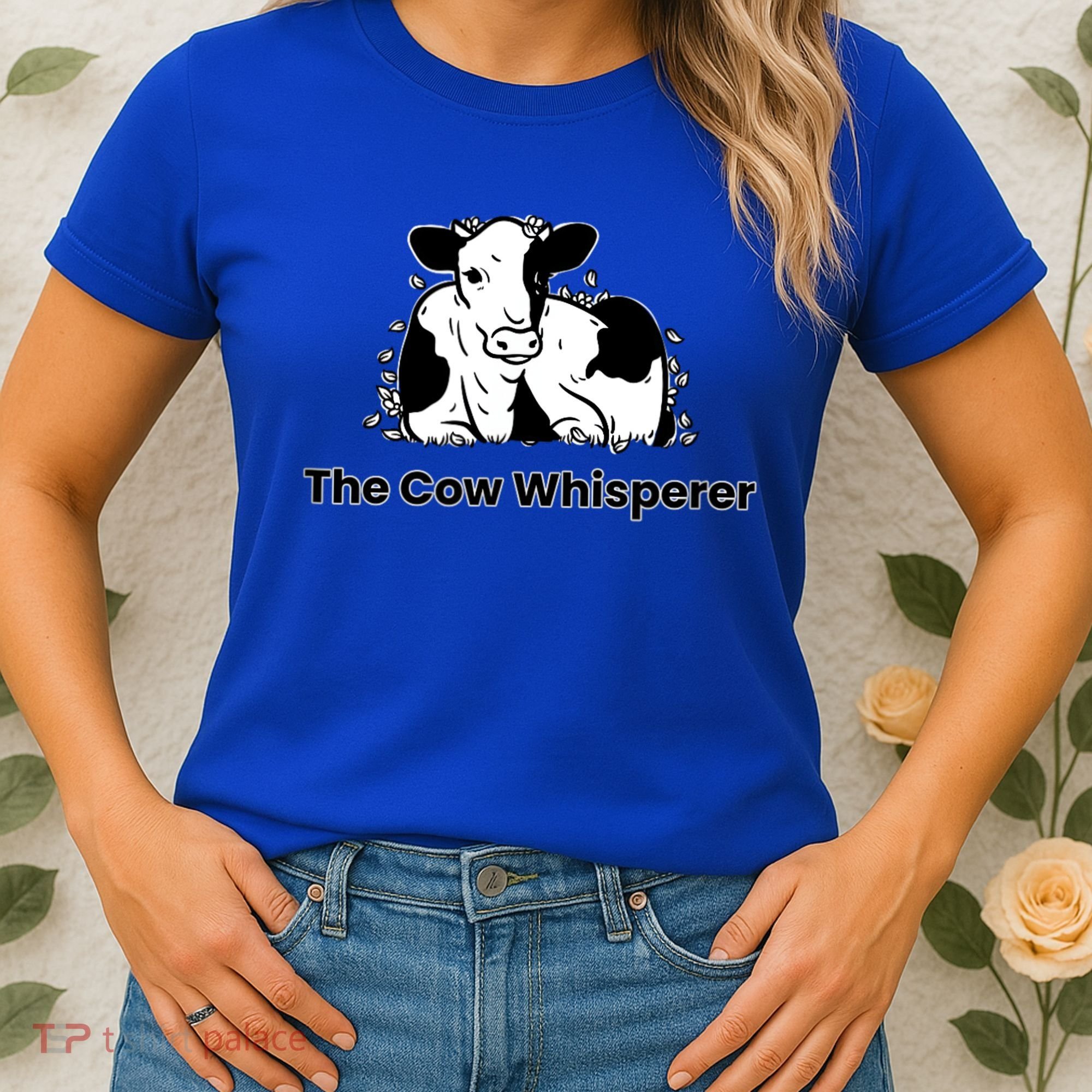 The Cow Whisperer Cute Black And White Resting Cow Women's T-Shirt