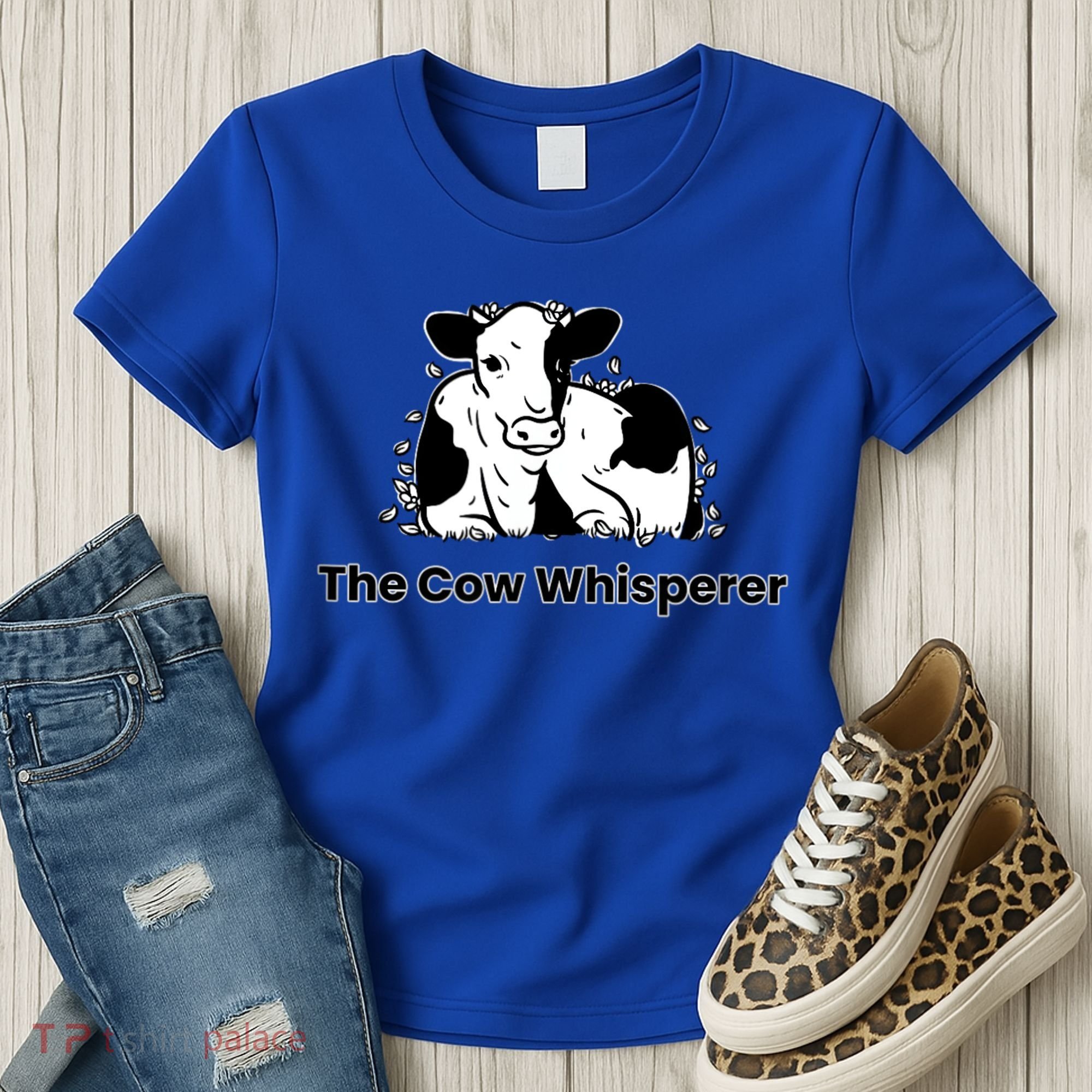 The Cow Whisperer Cute Black And White Resting Cow Women's T-Shirt