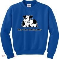 The Cow Whisperer Cute Black And White Resting Cow Kids Sweatshirt thumb 0