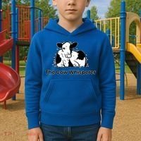 The Cow Whisperer Cute Black And White Resting Cow Kids Hoodie thumb 2