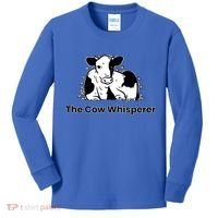 The Cow Whisperer Cute Black And White Resting Cow Kids Long Sleeve Shirt thumb 0