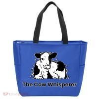 The Cow Whisperer Cute Black And White Resting Cow Tote Bag thumb 0