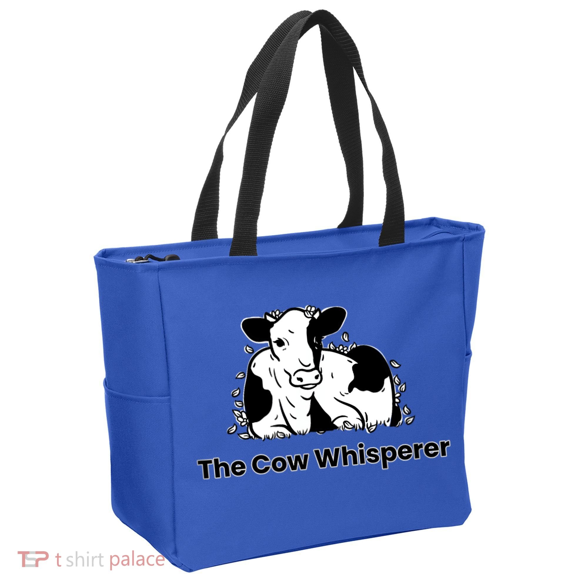 The Cow Whisperer Cute Black And White Resting Cow Tote Bag