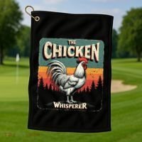 The Chicken Whisperer Funny Retro Farm Animal Rooster Meaningful Gift Golf Towel thumb 1