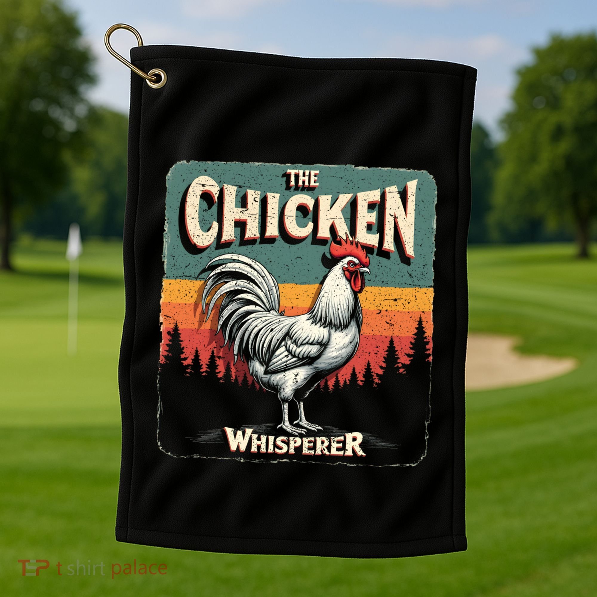 The Chicken Whisperer Funny Retro Farm Animal Rooster Meaningful Gift Golf Towel