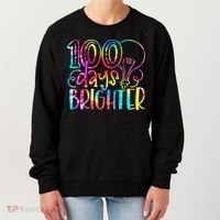 Tie Dye 100 Days Brighter Student Happy 100th Day Of School Women's Sweatshirt thumb 0