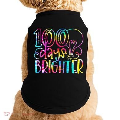 Tie Dye 100 Days Brighter Student Happy 100th Day Of School Doggie Tank