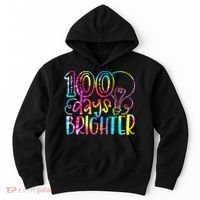 Tie Dye 100 Days Brighter Student Happy 100th Day Of School Hoodie thumb 0