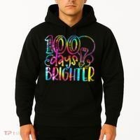 Tie Dye 100 Days Brighter Student Happy 100th Day Of School Hoodie thumb 2