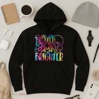 Tie Dye 100 Days Brighter Student Happy 100th Day Of School Hoodie thumb 3