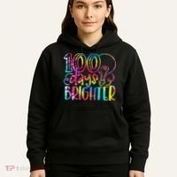 Tie Dye 100 Days Brighter Student Happy 100th Day Of School Hoodie thumb 5