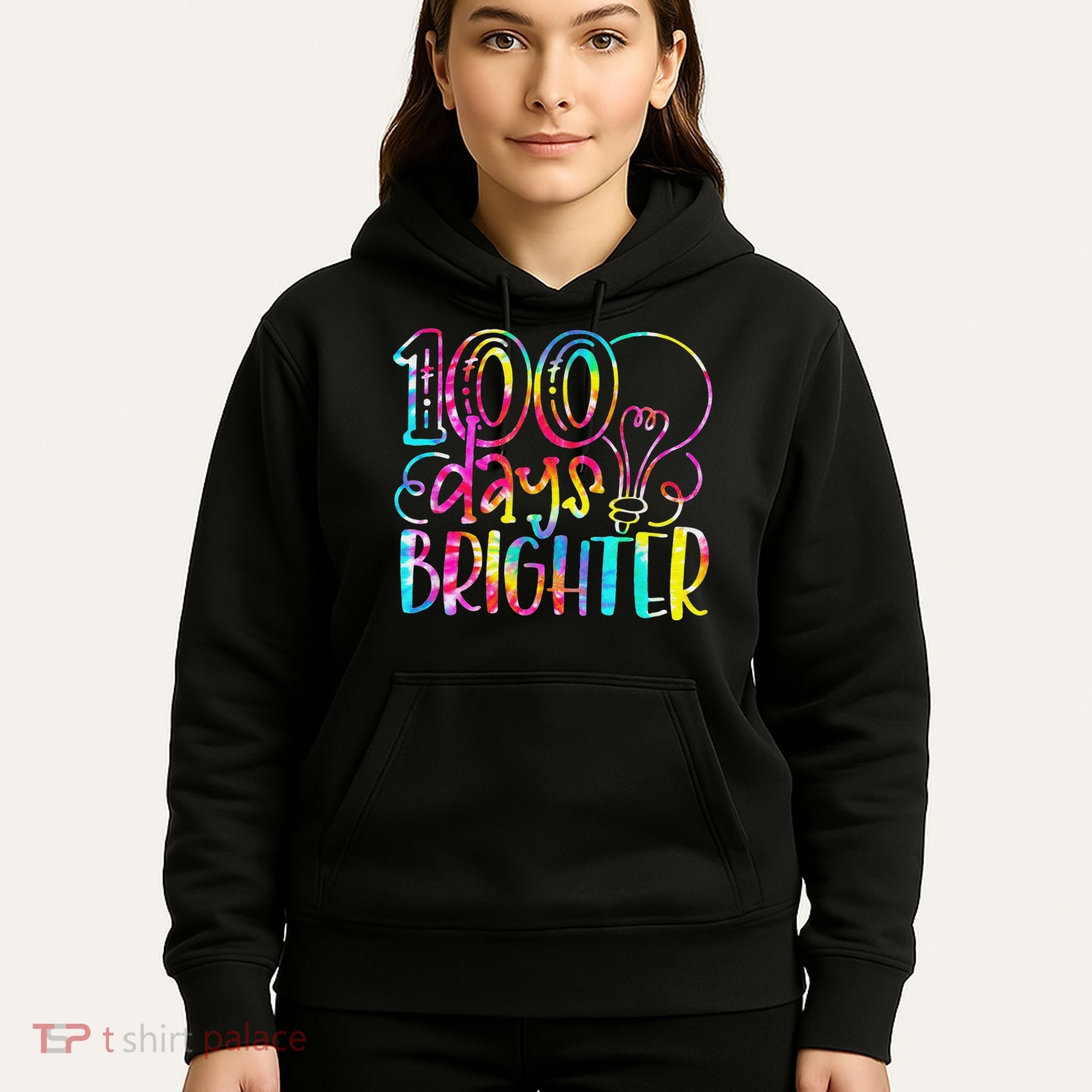 Tie Dye 100 Days Brighter Student Happy 100th Day Of School Hoodie